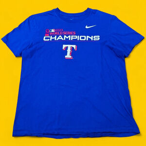 Blue Nike 2023 World Series Champions Texas Rangers Cotton Shirt Men’s Large